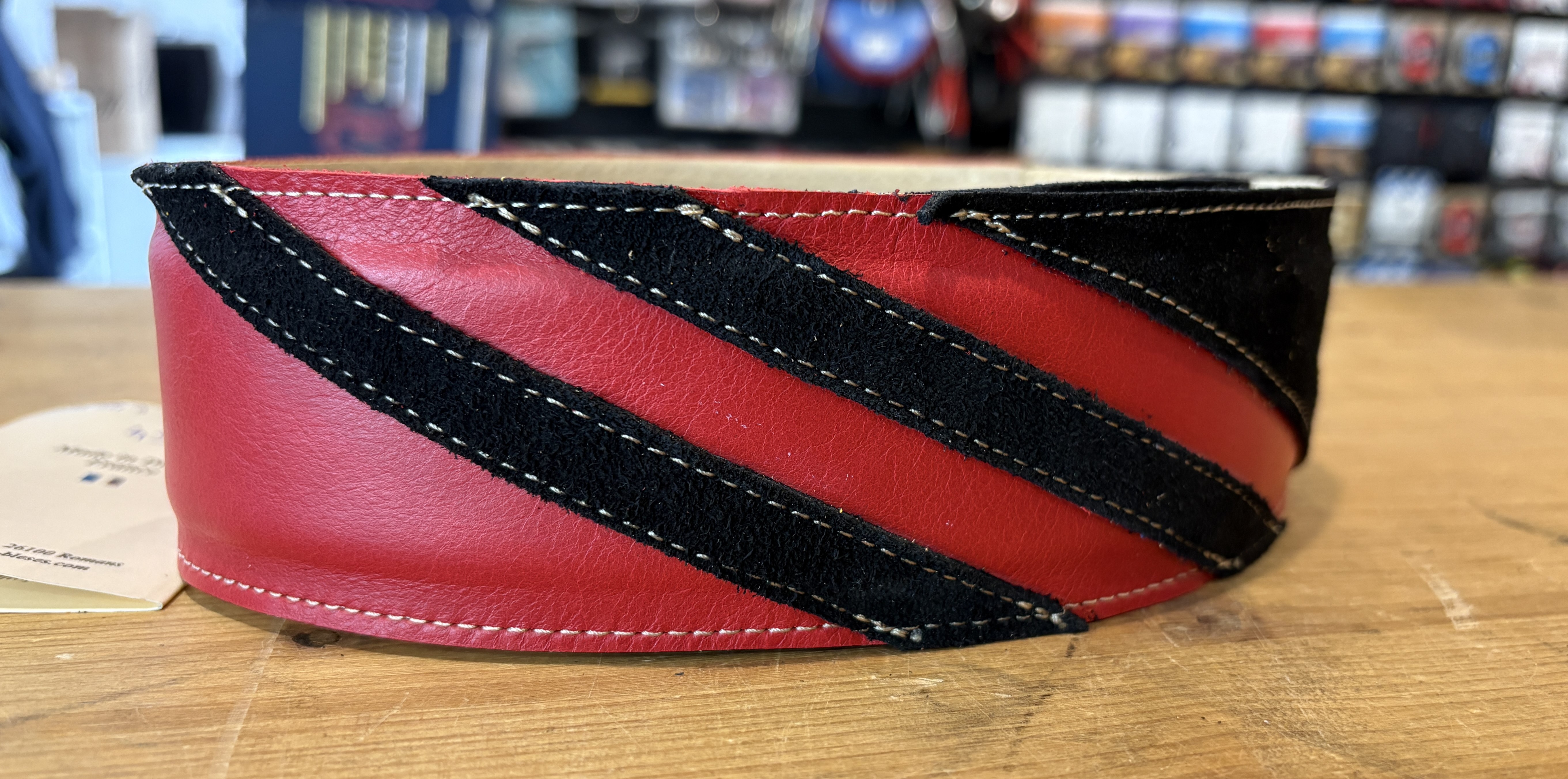 Sangle Patrick Bleses BG 791-2 Rayée Velours Noir Veau Rouge