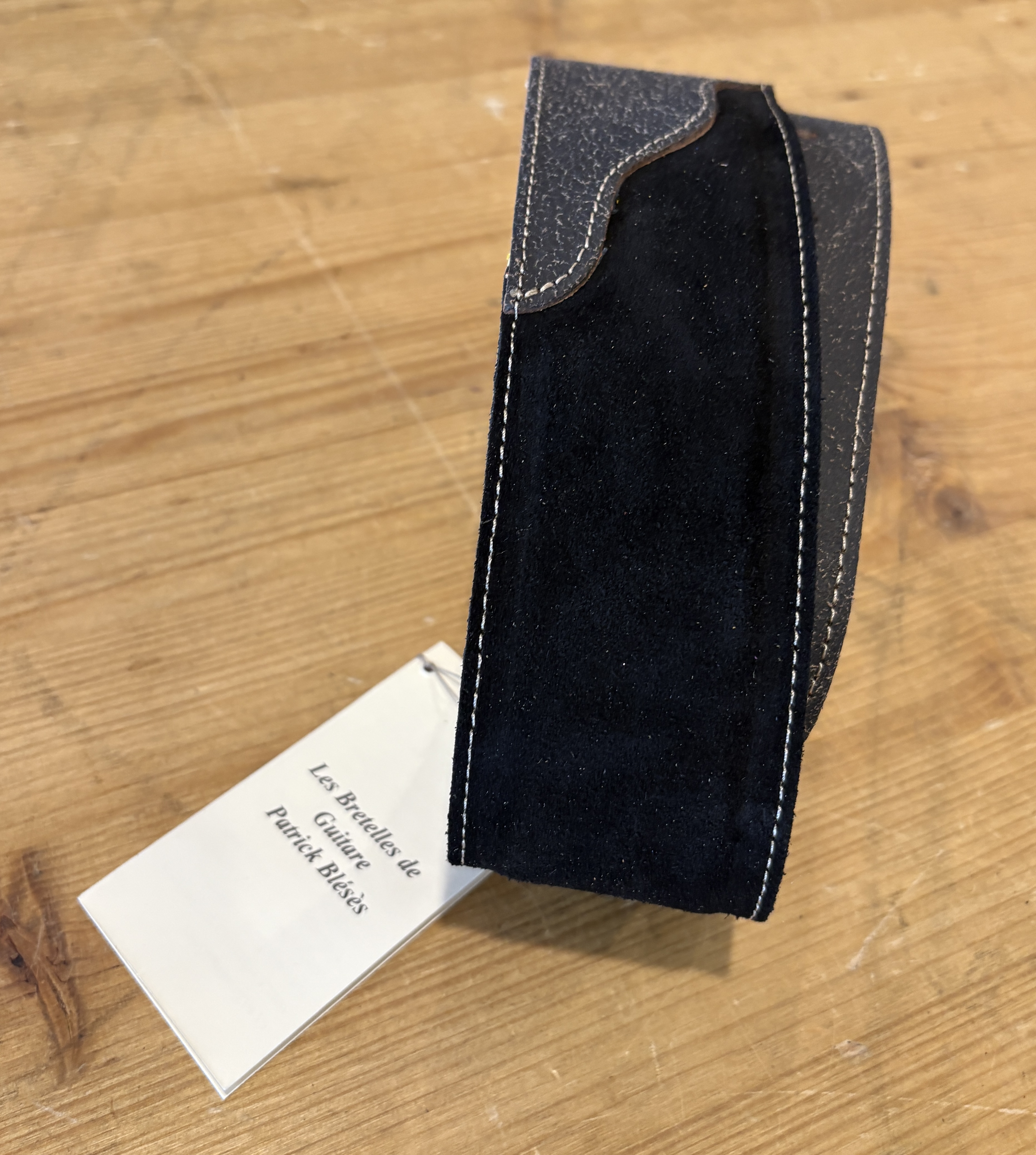 SANGLE PATRICK BLESES CUIR AVIATEUR VELOUR NOIR