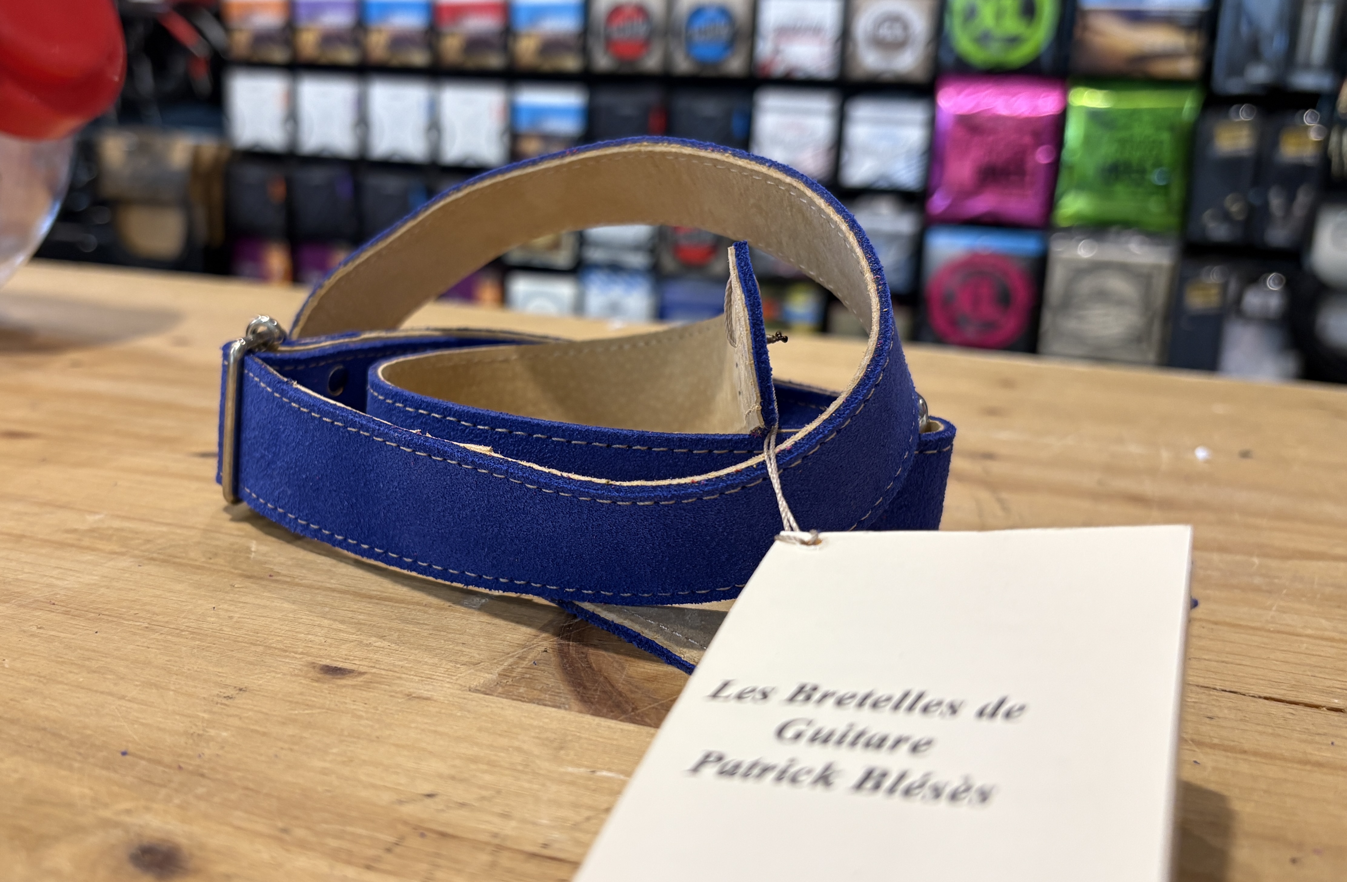 Sangle Ukulele Patrick Bleses U2 Velours Bleu