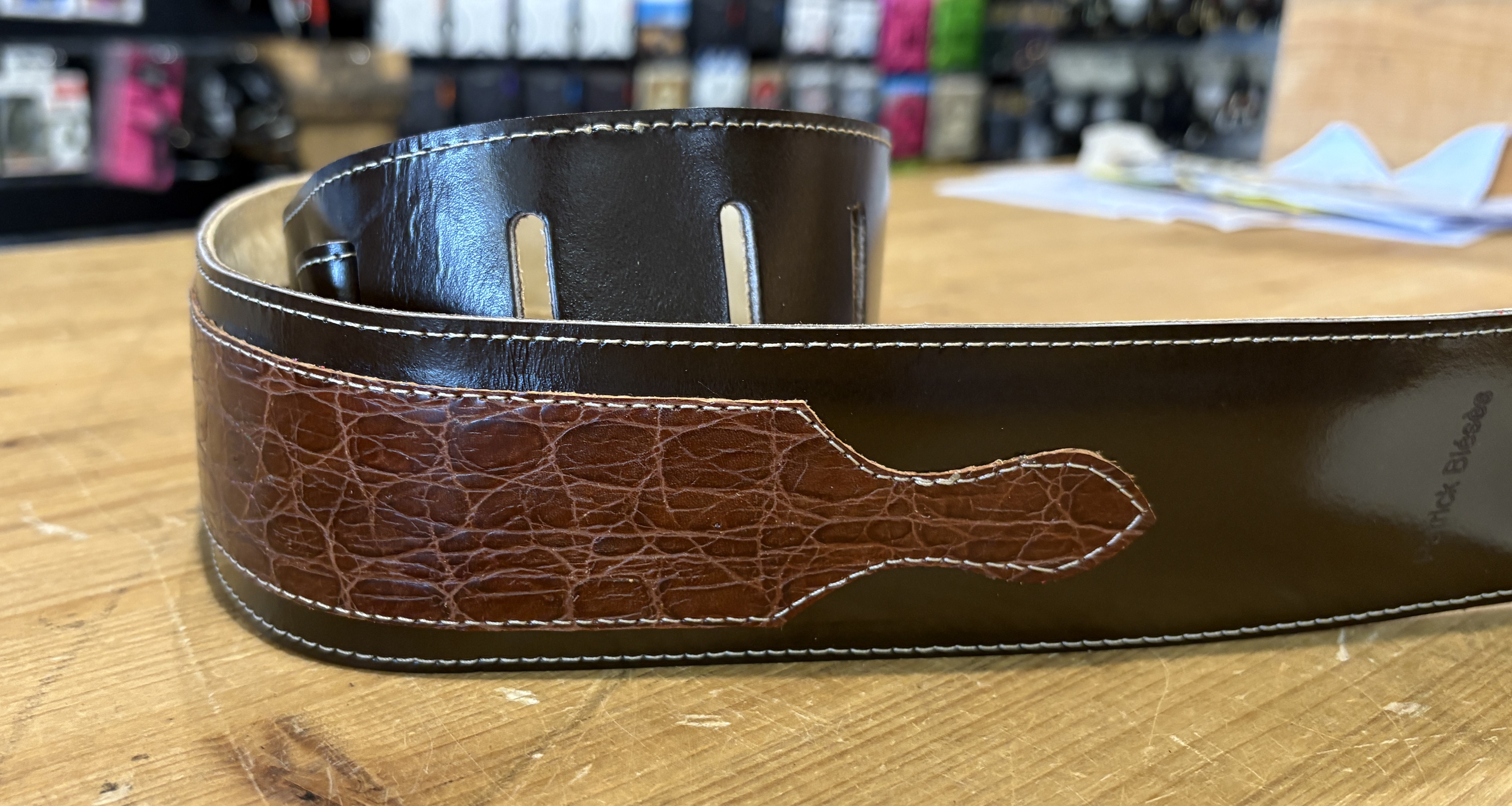 Sangle Patrick Bleses BG 44M Slow - Croco Marron