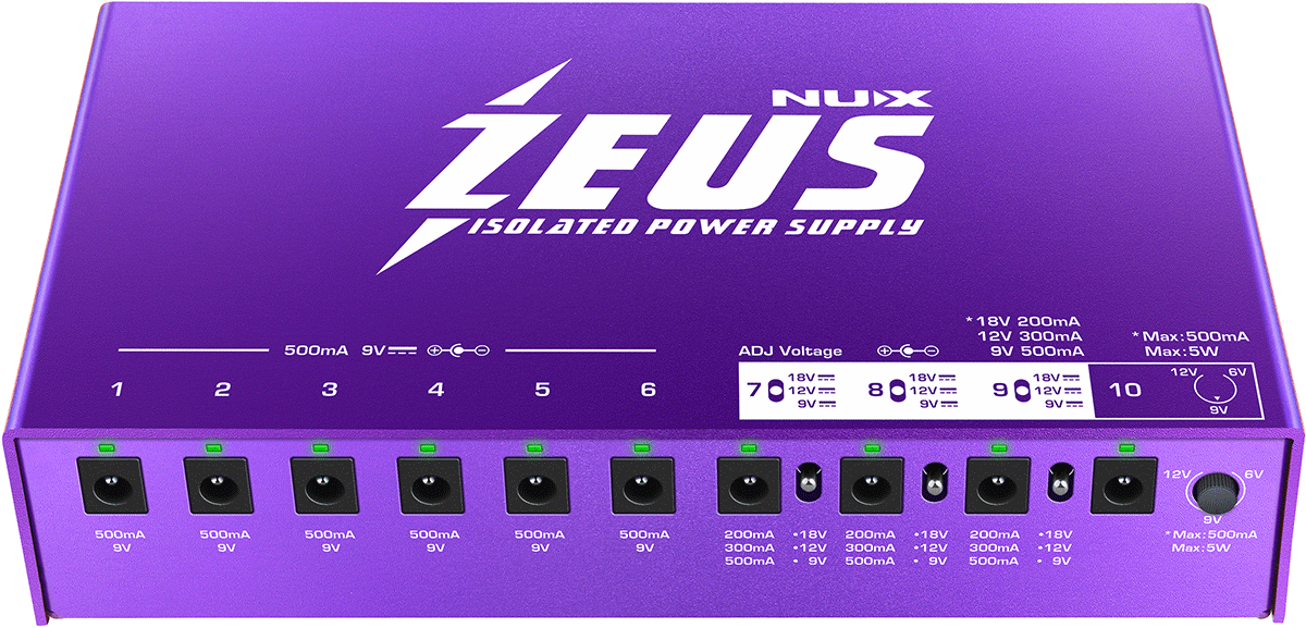 Alimentation pour pédales d\'effets NUX ZEUS 10 sorties DC isolées + USB