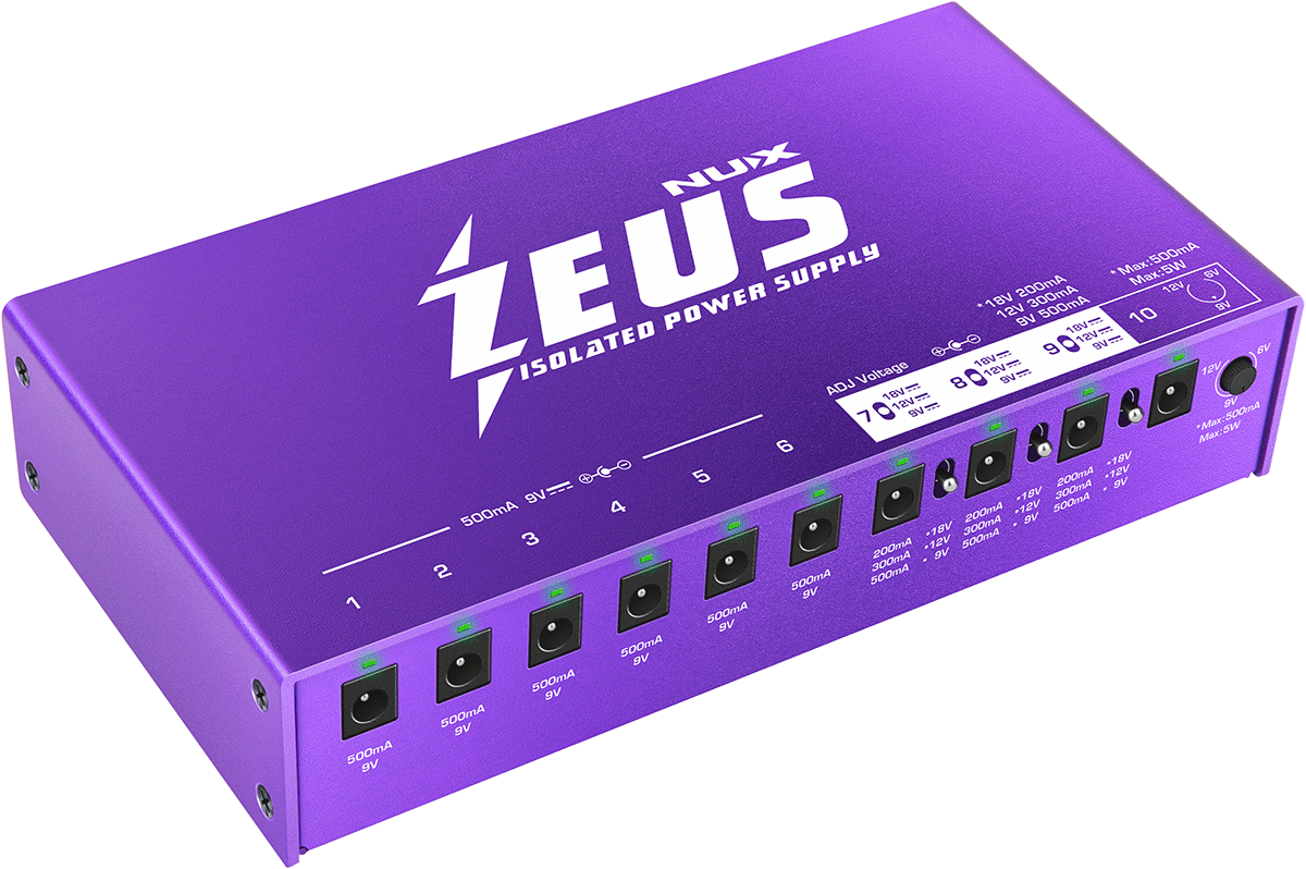 Alimentation pour pédales d\'effets NUX ZEUS 10 sorties DC isolées + USB