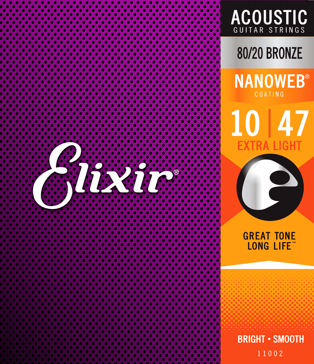 Cordes ELIXIR 11002 Jeux 80/20 Bronze Extra Light 10-47