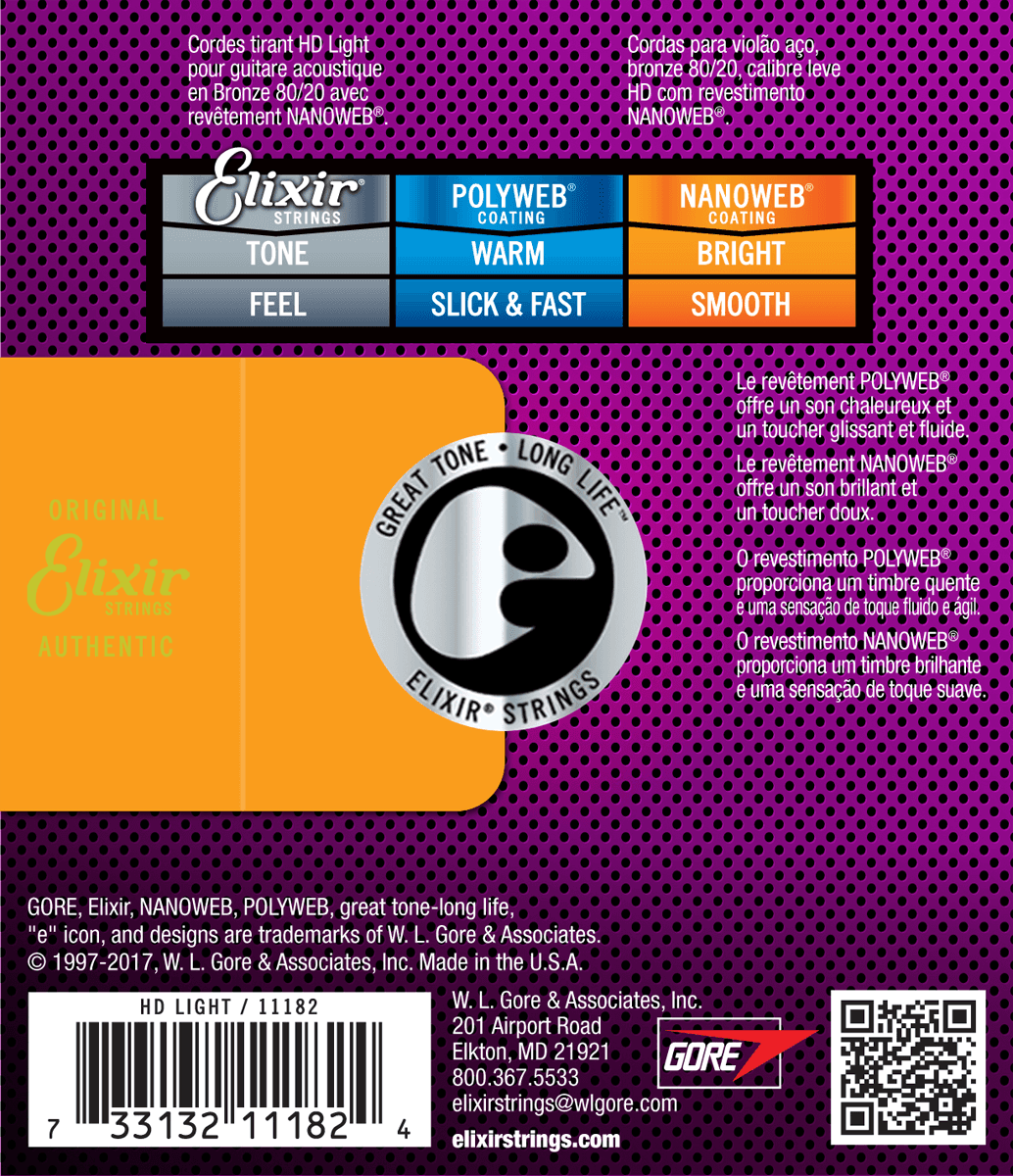 Cordes Elixir Nanoweb 80/20 Bronze HD Light 13-53
