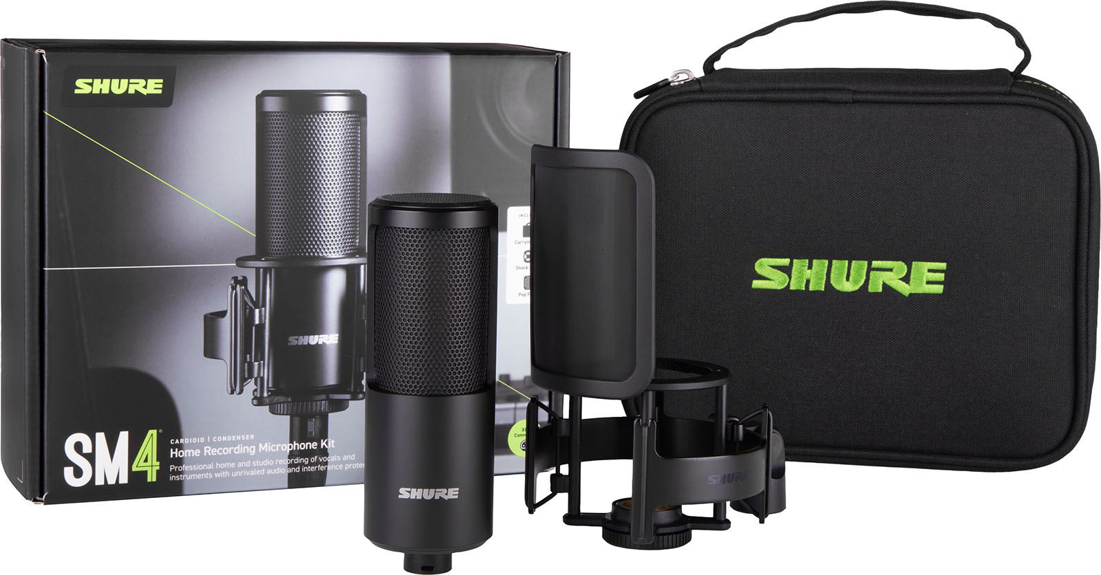 Micro SHURE SM4-K-KIT Studio - SM4 avec suspension, anti-pop et mallette