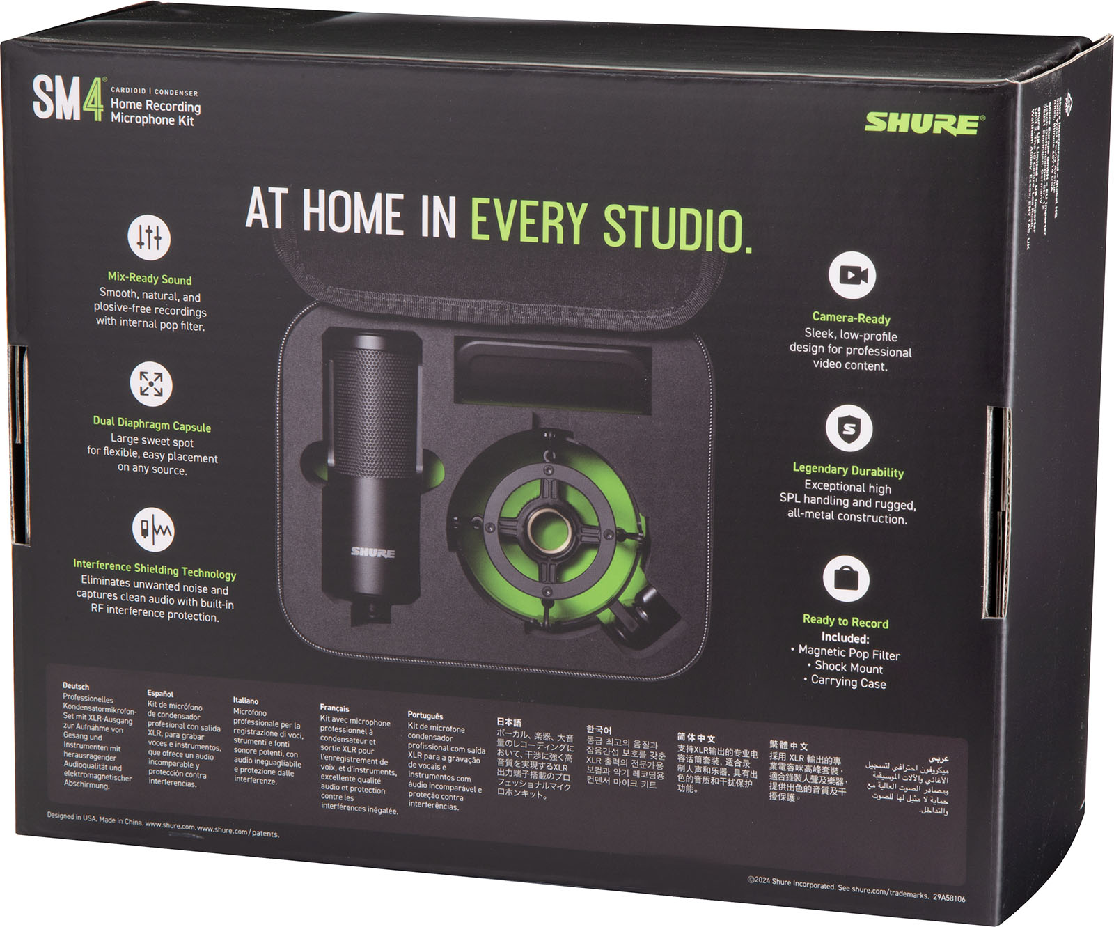 Micro SHURE SM4-K-KIT Studio - SM4 avec suspension, anti-pop et mallette