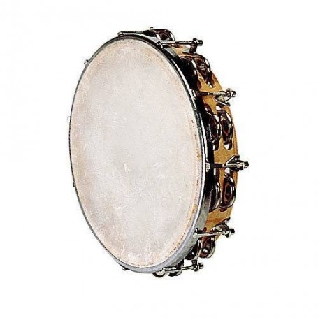 TAMBOURIN PEAU NATURELLE 25 CM + 18 CYMBALETTES