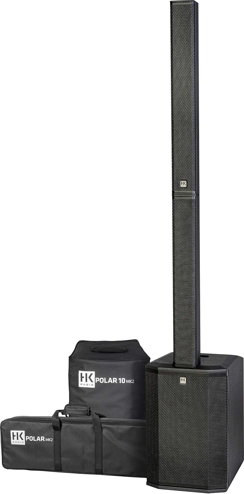 HK Audio Polar10 MK2 - Enceinte colonne amplifiée avec bluetooth TWS, mixeur + housses