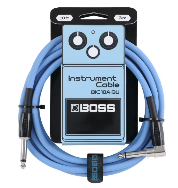 Câble jack BOSS 3m droit / coudé Bleu
