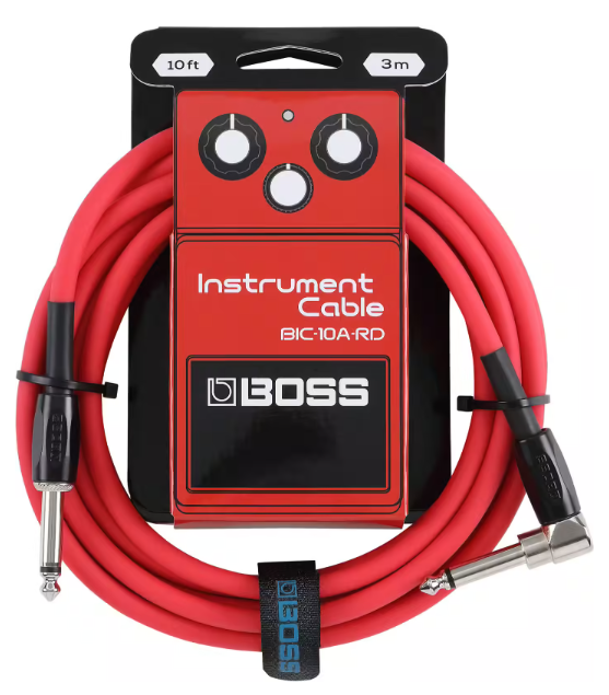Câble jack BOSS 3m droit / coudé Rouge
