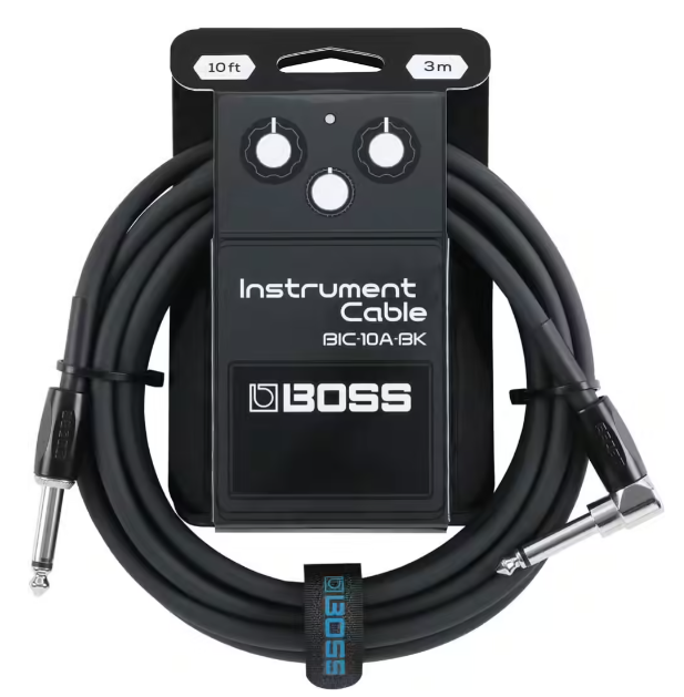 Câble jack BOSS 3m droit / coudé Noir