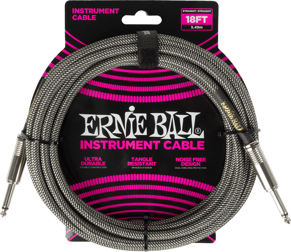 ERNIE BALL 6433 Câble Jack / jack 5,5m Silver Fox Gris