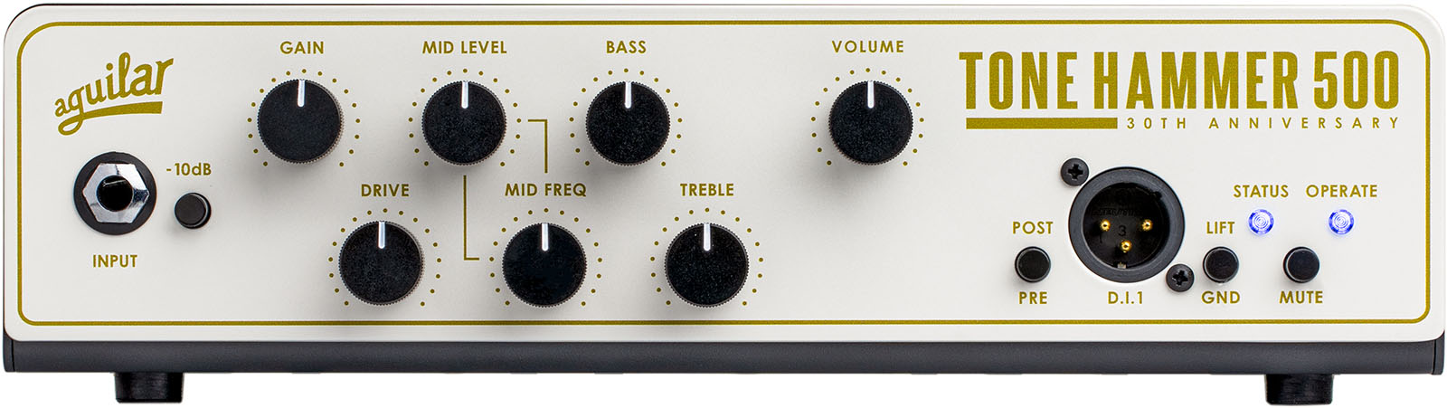 Tête d\'ampli Aguilar TH500 V2 30th anniversary Blanc / Or