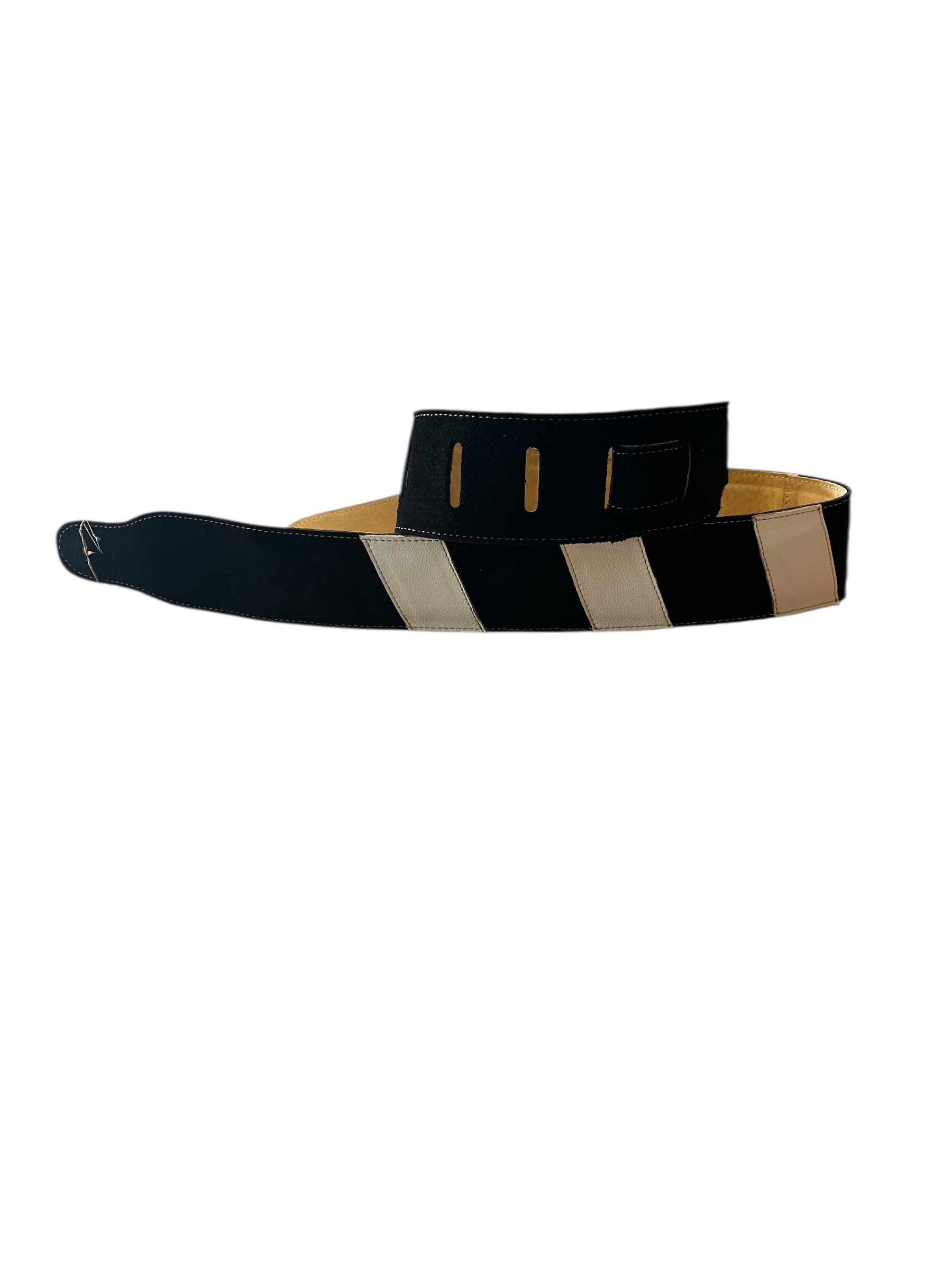 Sangle Patrick Bleses BG 395 Velours Noir Veau Blanc