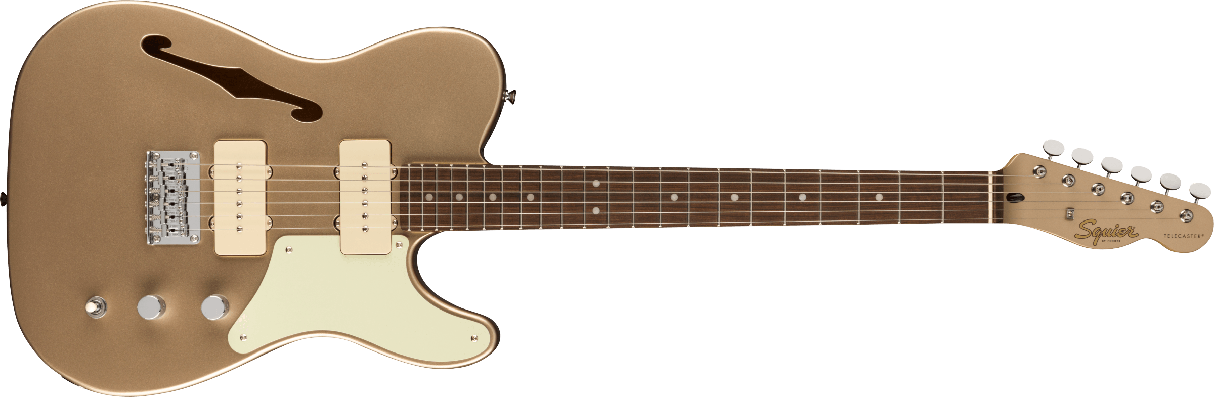 Squier Paranormal Cabronita Telecaster® Thinline, Laurel Fingerboard, Mint Pickguard, Matching Headstock, Shoreline Gold