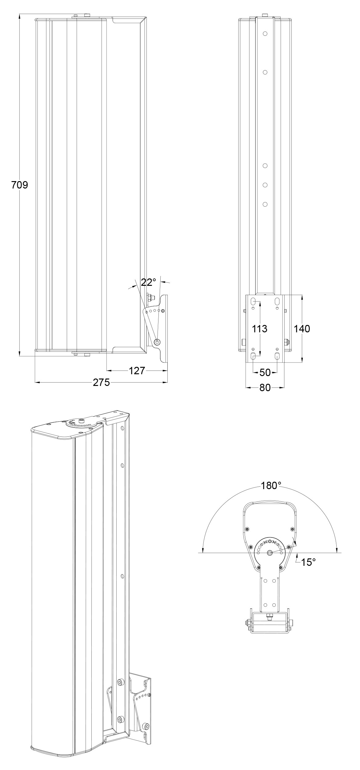 Audiophony - iLINE83supw Support mural pour colonne iLINE83 - Blanc