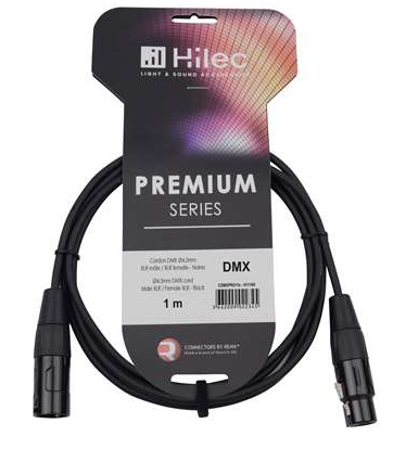 HILEC Cordon DMX 4.5mm XLR M/XLR F-REAN noires - 1m