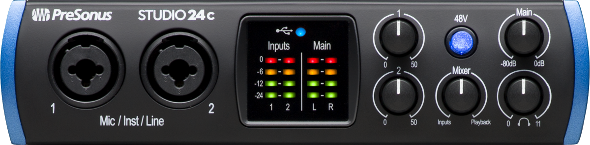Interface Audio PreSonus® Studio 24c, Black and Blue