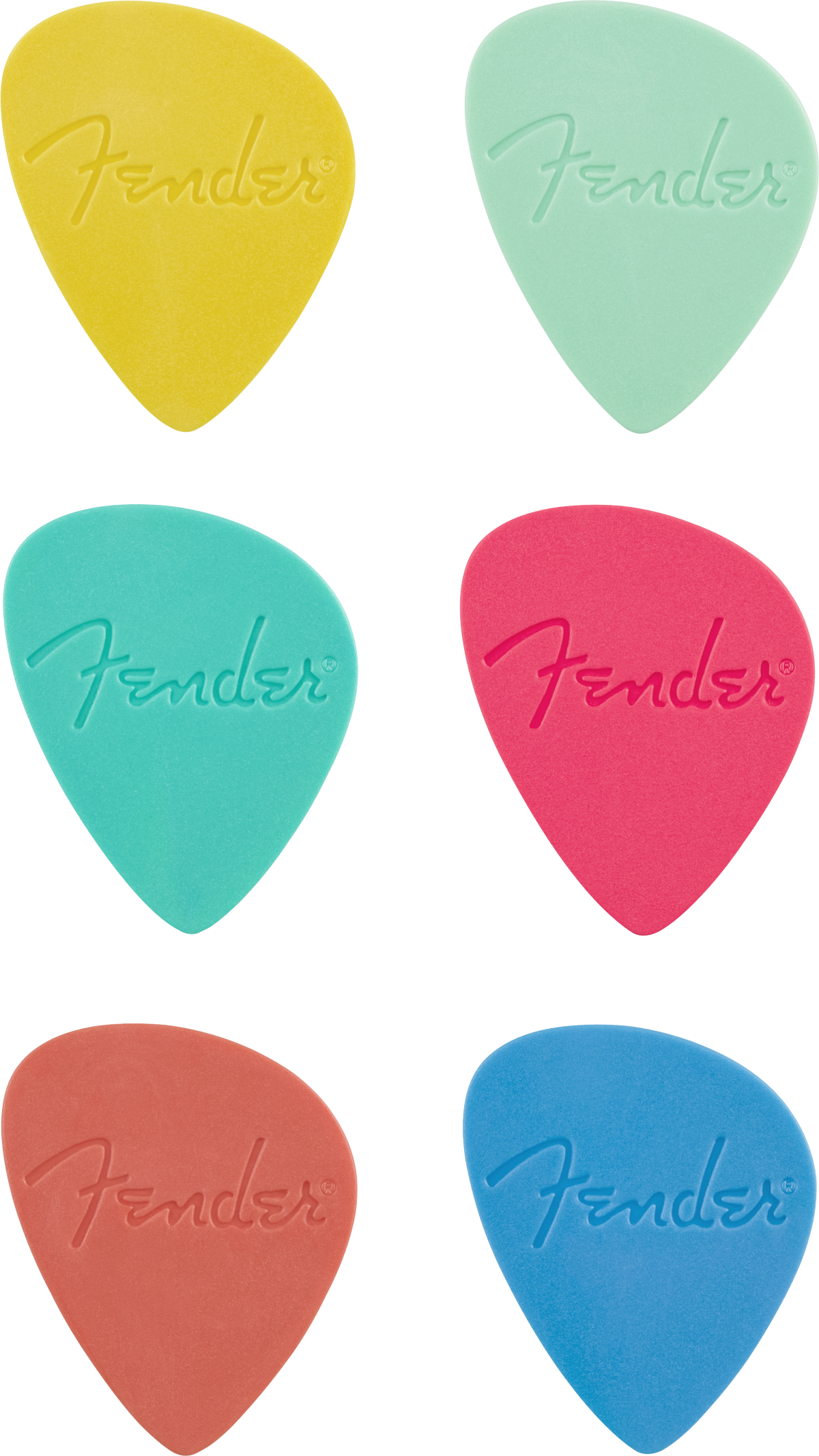 Médiators asymétriques Fender Multicolores x 6