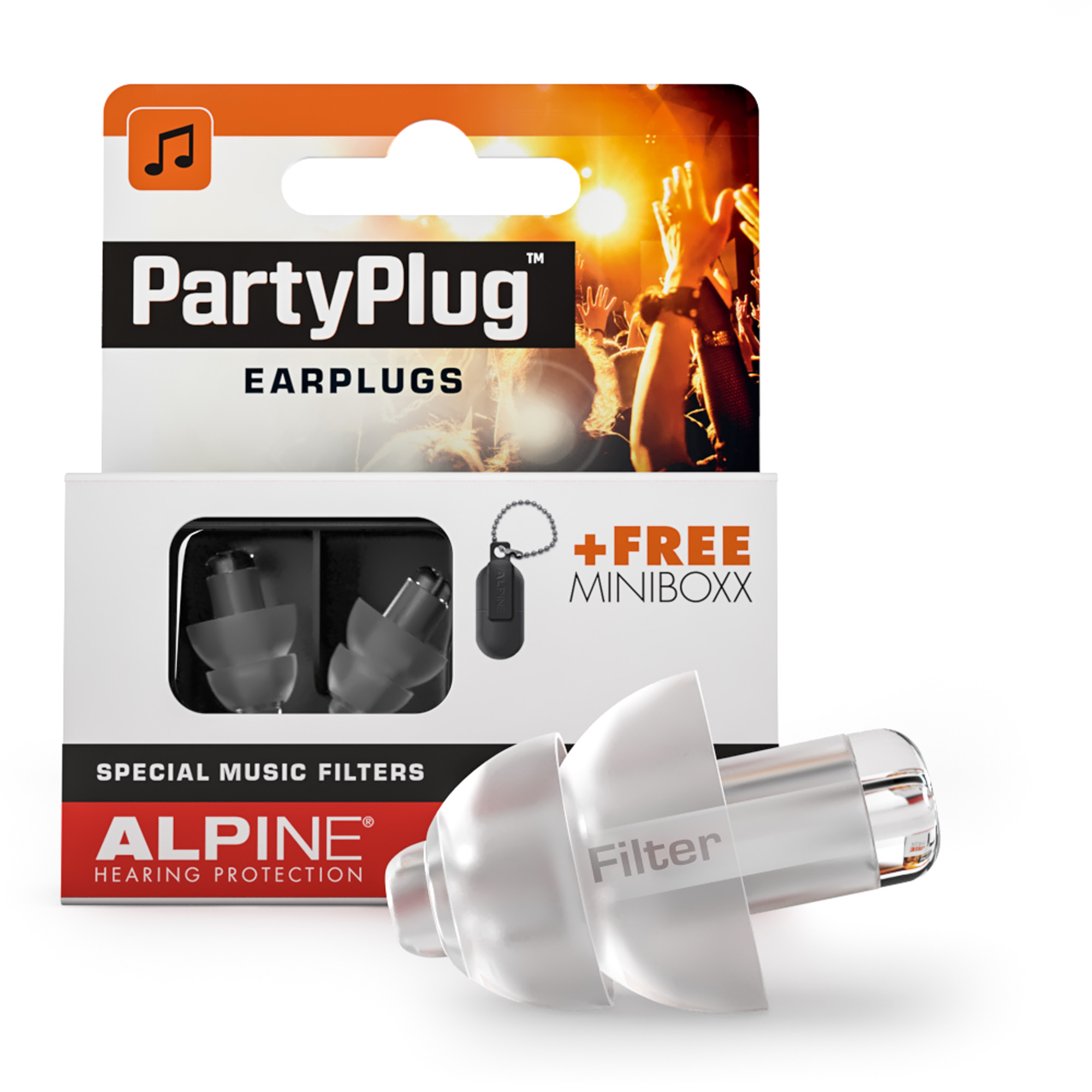 BOUCHONS ALPINE PARTYPLUG EARPLUGS + FREE MINIBOXX