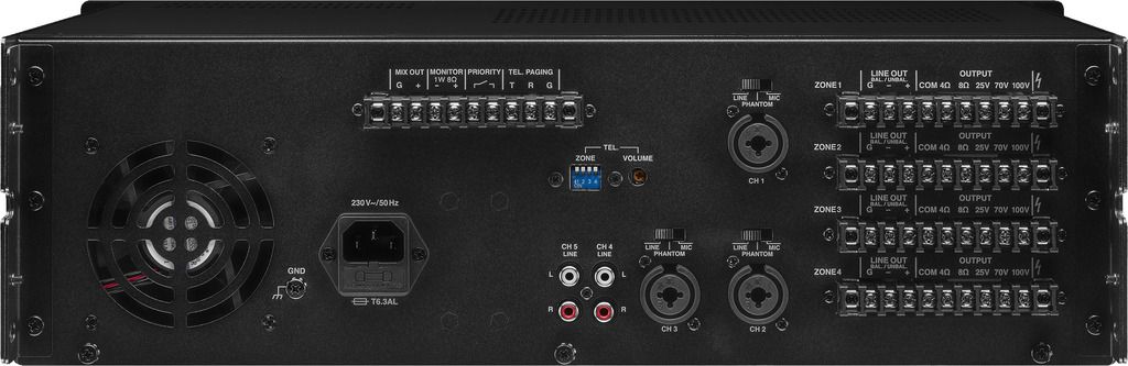 Monacor - Ampli PA 4 X 120 W - 100 V/4-8 OHMS - MIXEUR - 4 ZONES