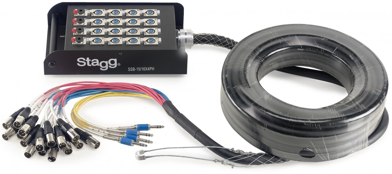 BOITIER DE SCENE MULTIPAIRE 16IN XLR -4OUT JACK 15M - STAGG (SSB-15/16X4PH)