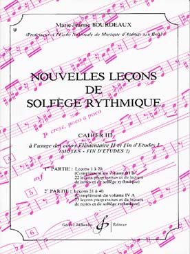 PARTITIONS MARIE JEANNE BOURDEAUX nouvelles leçons de solfège rythmique vol 3