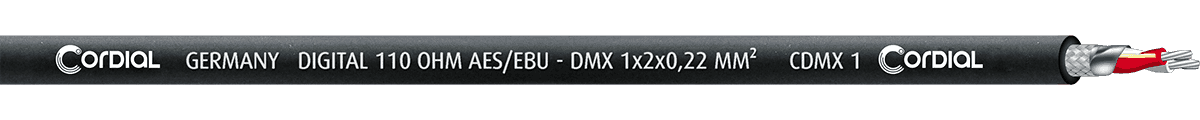 BOBINE CABLE DMX CDMX1-100 2x 0.22mm² 100M - CORDIAL