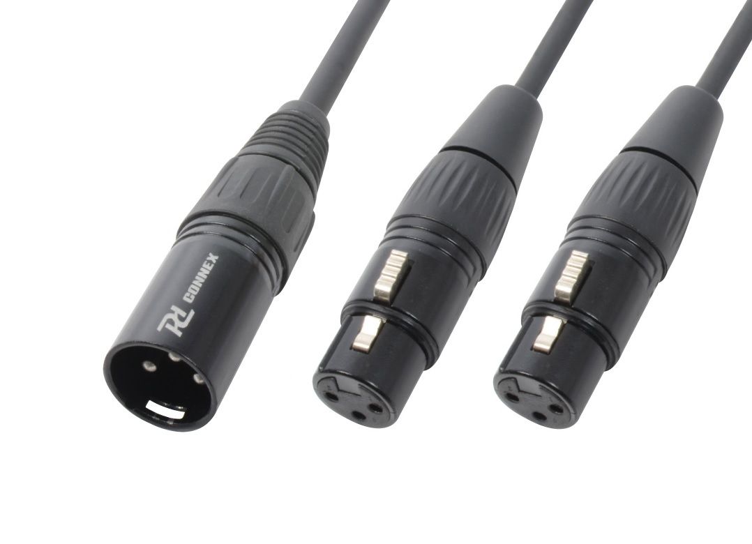 CX142 Cordon XLR en Y, 1 x XLR mâle / 2 x XLR femelle