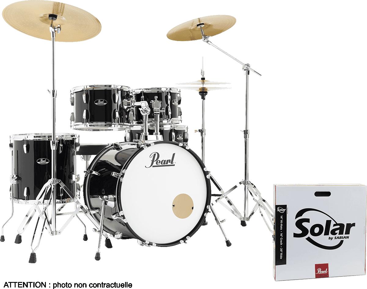 PEARL - Road Show RSS505BCC-31 Fusion 20 5 fûts - Jet Black + B-50 + Pack Sabian Solar 3 cymbales