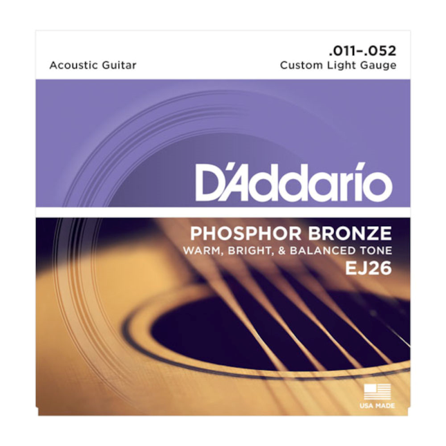 Jeu de Cordes D\'Addario EJ26 Custom Light 11-52