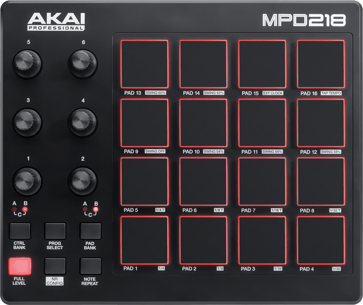 CONTROLEUR AKAI MPD218 16 pads 6 potentiomètres