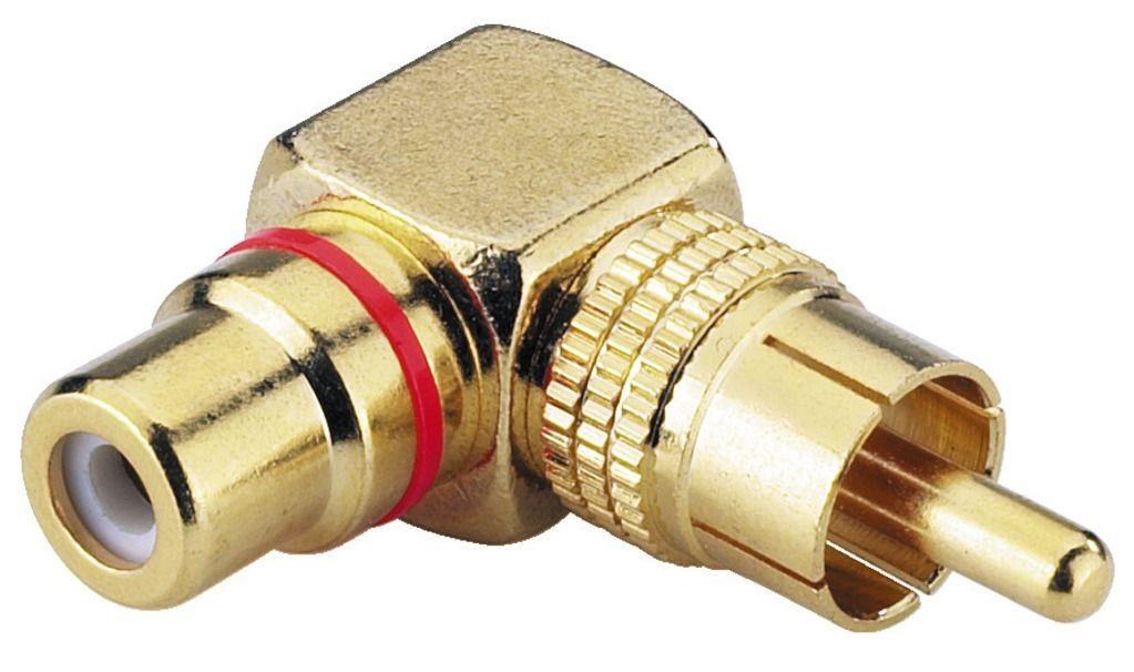 ADAPTATEUR RCA MÂLE / RCA FEMELLE, DORÉ, COUDÉ