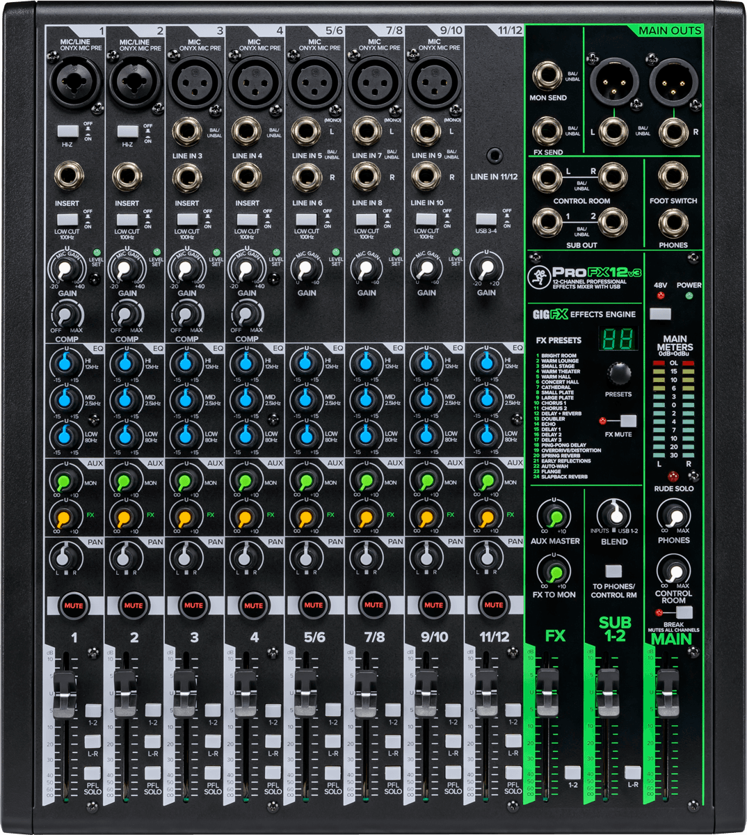 MACKIE - Table de mixage PROFXV3 - USB 12 canaux + effets