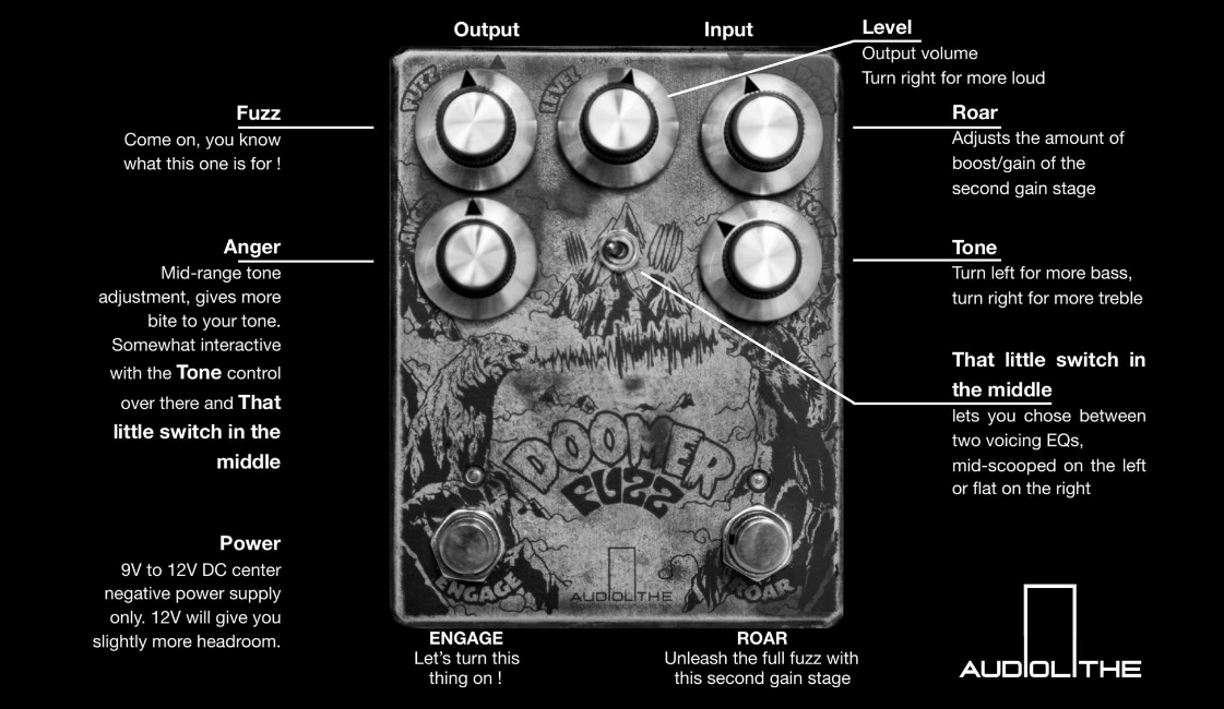 Audiolithe Doomer Fuzz - Fuzz et Boost volume / gain