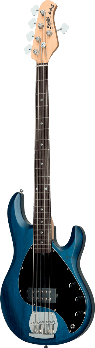 Basse STERLING BY MUSIC MAN - RAY5-TBLS-R1 Stingray5 - 5 cordes Transparent Blue Satin
