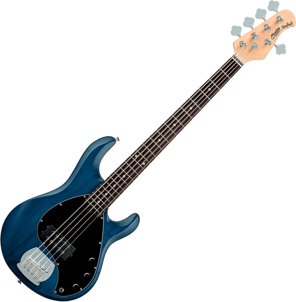Basse STERLING BY MUSIC MAN - RAY5-TBLS-R1 Stingray5 - 5 cordes Transparent Blue Satin
