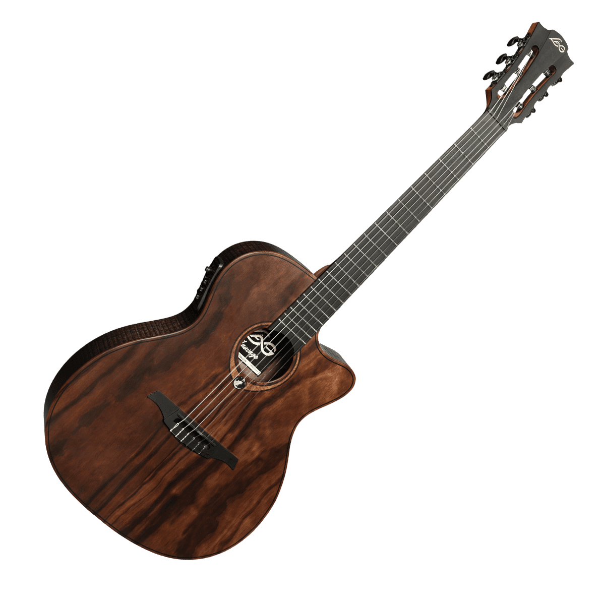 Guitare Lâg - SAUVAGE-N-ASCE Folk Nylon Auditorium Slim Pan-Coupé Électro