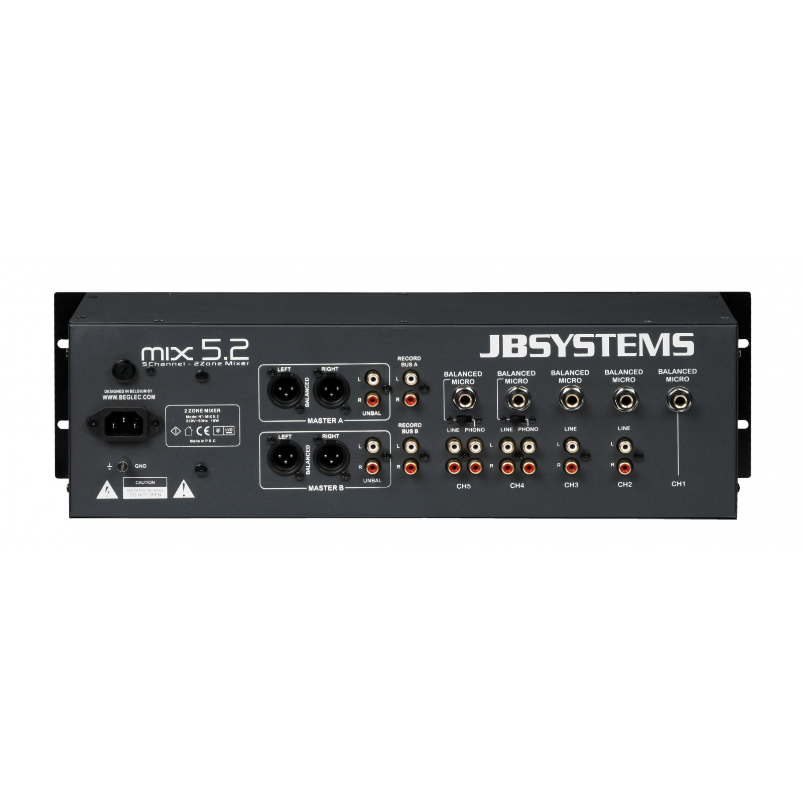 JBSYSTEMS - MIX 5.2 - Install mixer, 5faders, 2zones (4line, 5 mic)