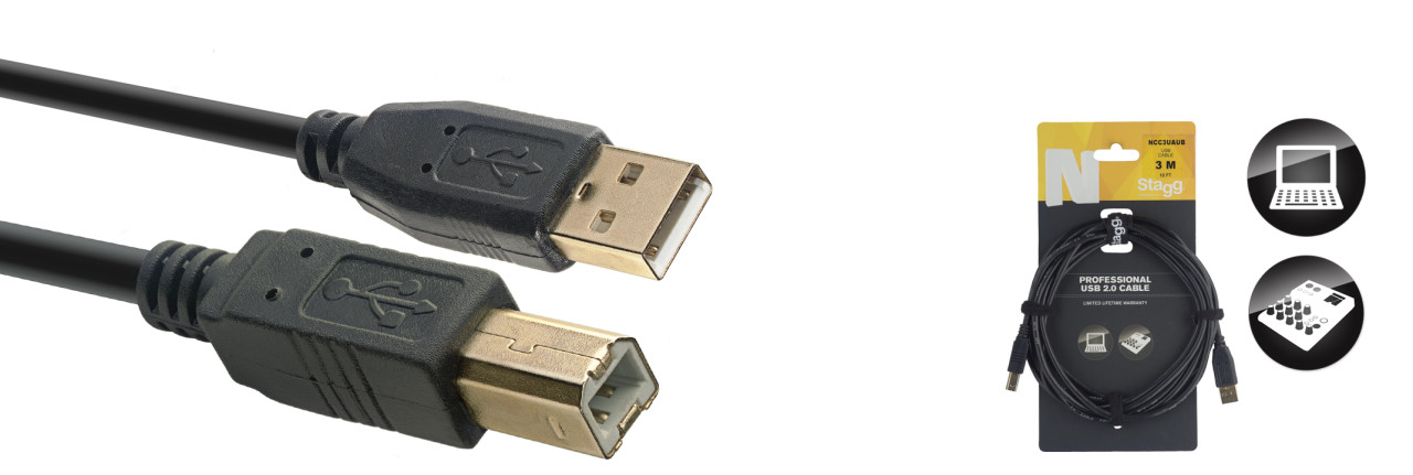 CÂBLE USB STAGG NCC3UAUB 3 M A-B 2.0