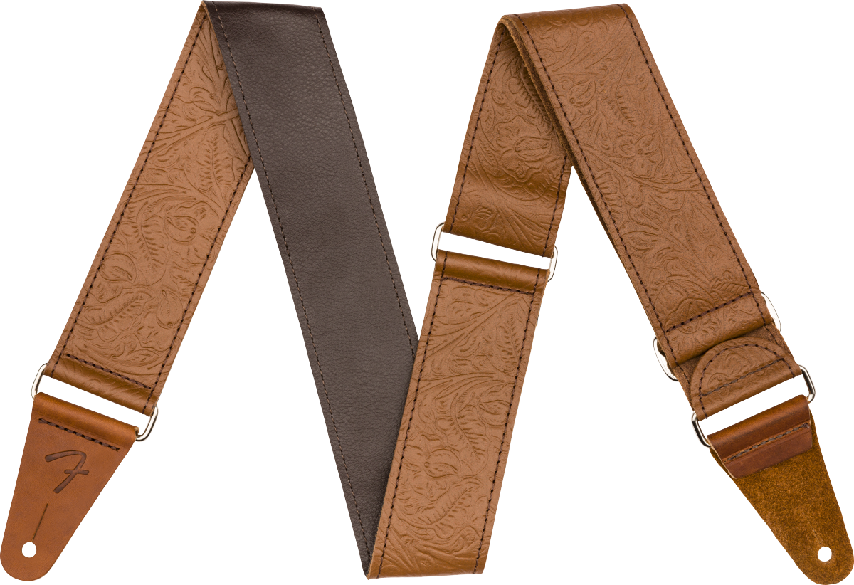 Sangle cuir Fender Tooled Leather Marron