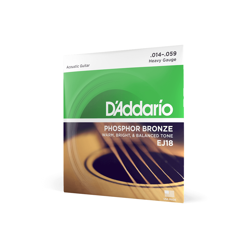 Jeu de Cordes Bronze Phosphoreux pour Guitare Acoustique D\'Addario EJ18 Heavy 14-59