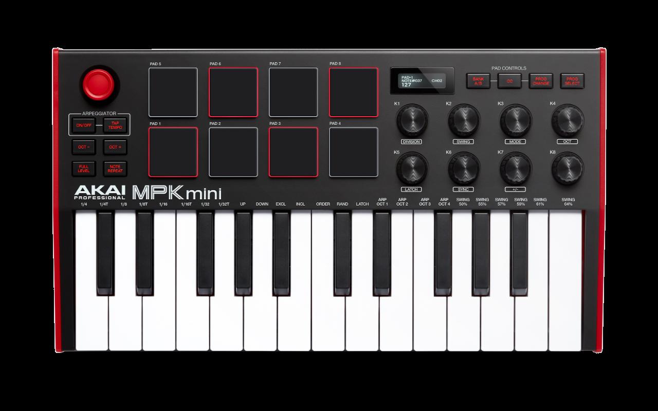 CLAVIER MAITRE AKAI PROFESSIONAL - MPK MINI MKIII Mini touches - USB 25 mini notes 8 pads écran OLED