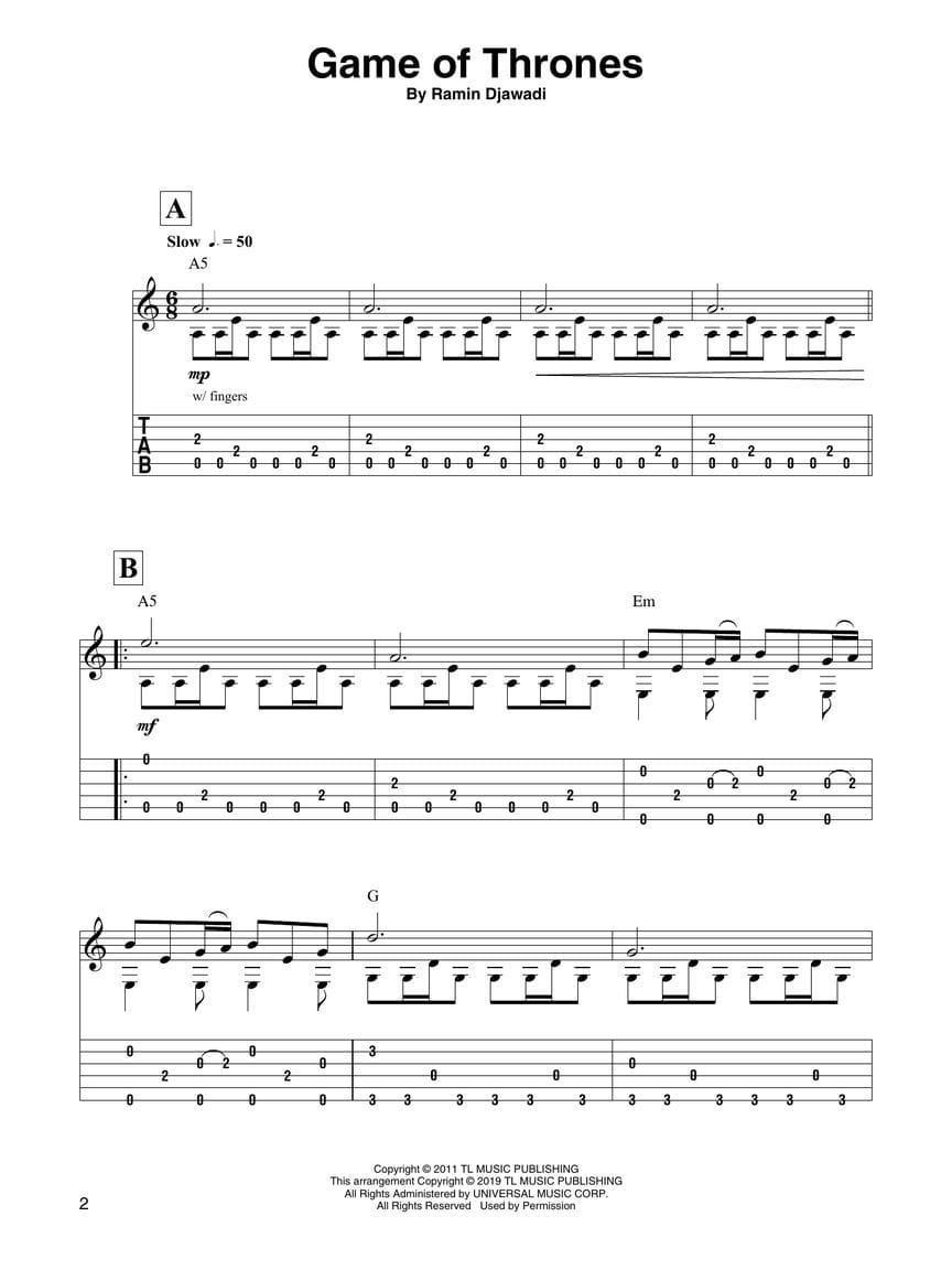 Game of Thrones - Musiques de la série TV Guitare solo tab