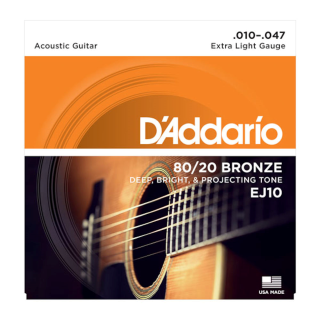 CORDES D\'ADDARIO 80/20 Bronze Extra light 10 - 47 - EJ10