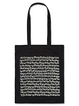 Sac-partition en tissu coton de couleur, dim. 38 x 40 cm, anses longues - Noir, partition imprimée en beige