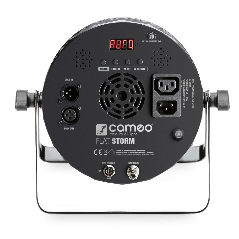 PROJECTEUR CAMEO FLAT STORM PAR 3 en 1 de profondeur réduite, avec laser et stroboscope