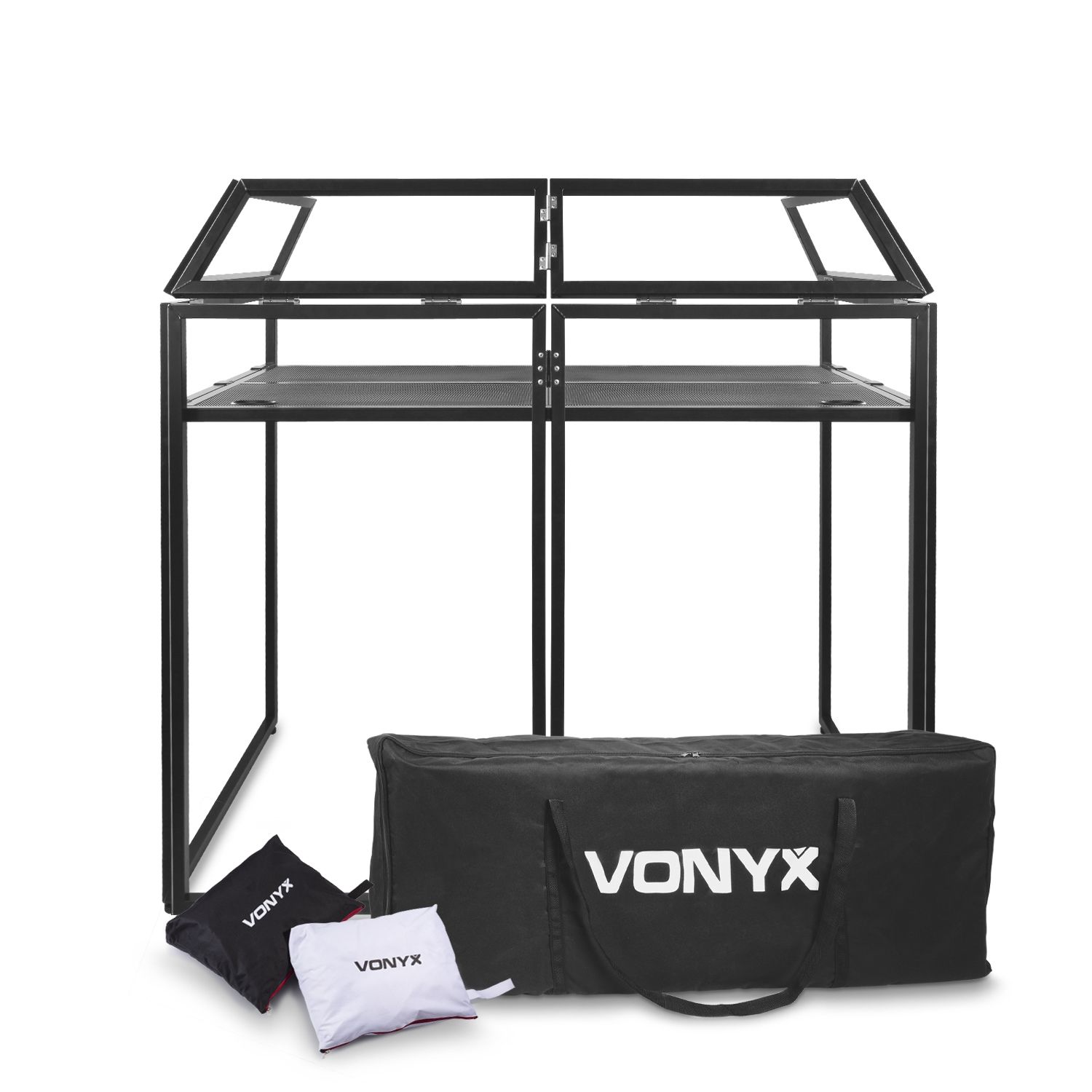Vonyx - DJ STAND, PUPITRE AVEC LYCRA NOIR ET BLANC ET SACOCHES - DB3