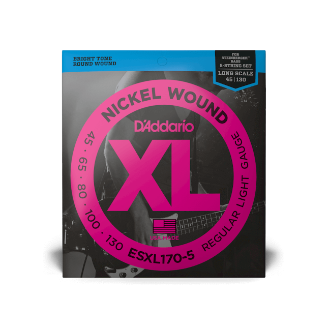 D\'Addario ESXL170-5 Jeu de 5 cordes Long Scale Nickel Extrémité boule double Calibre 45-130 Regular light